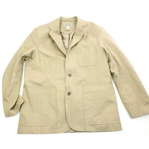 Duluth Trading Co Men's Coat Size L Canvas Cotton Blazer Field Jacket Beige